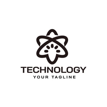 Technology connection point abstract cross vector logo icon circle logotype World Technology