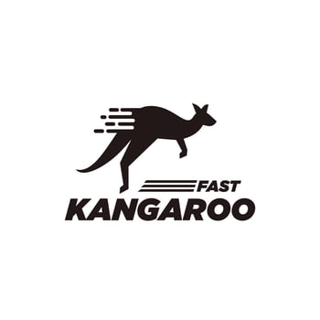 Fast symbol kangaroo design logo, Australian mascot illustration template vector