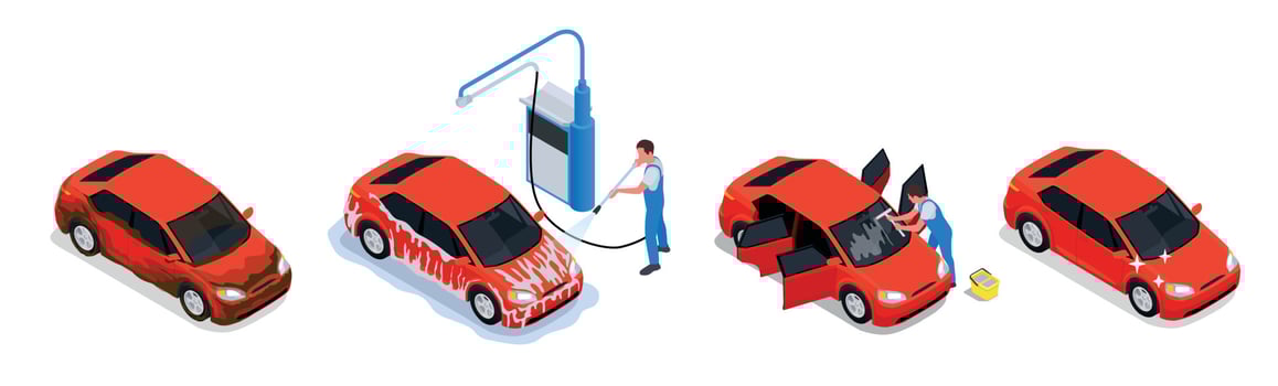 Car Wash Isometric Colored Composition vector