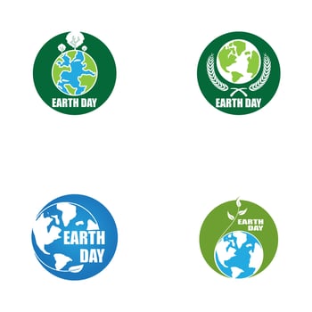 Earth day ecology logo vector template