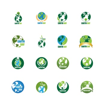 Earth day ecology logo vector template