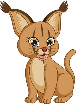Cute lynx cartoon on white background vector