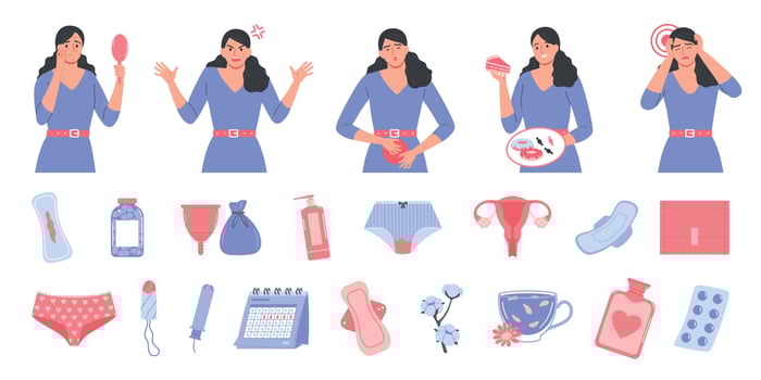 Menstruation And PMS Set vector
