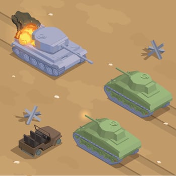 WWII Tank Battlefield vector
