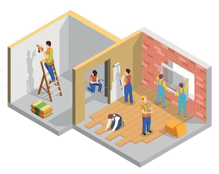 Construction Workers Isometric vector