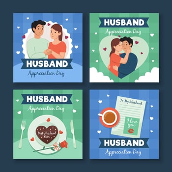 Husband Appreciation Day Social Media Template vector