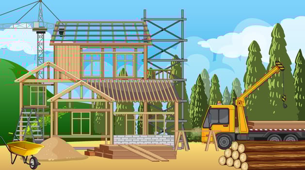 House construction site scene vector