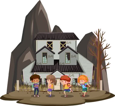 Isolated scene with abandoned house vector