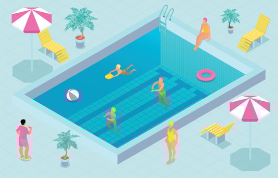 Colored Isometric Swimming Pool Composition vector