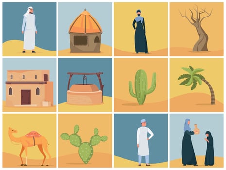 Desert Life Square Compositions vector
