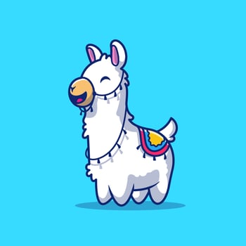 Cute Llama Cartoon Vector Icon Illustration. Animal Nature  Icon Concept Isolated Premium Vector. Flat Cartoon Style