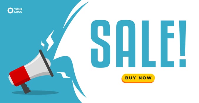 sale banner with a megaphone flat vector illustration. marketing or advertising graphic asset
