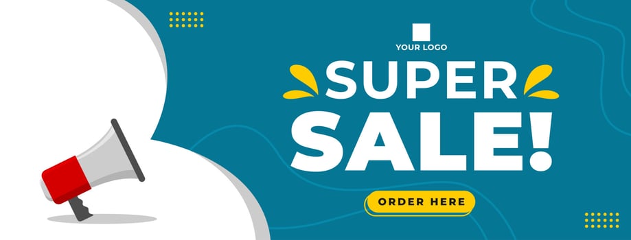 super sale banner flat vector illustration. marketing or advertising graphic asset