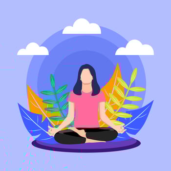 Sporty meditation concept woman stock vector illustration of flat design Premium Vector