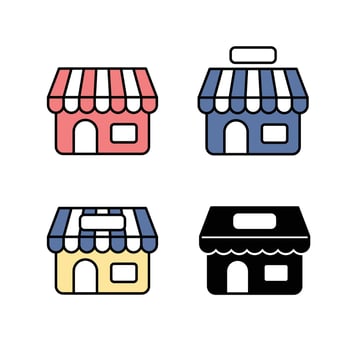 Set of Retail Shop Store Icon Logo Illustration vector