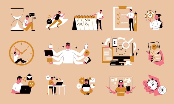 Time Management Color Icons vector