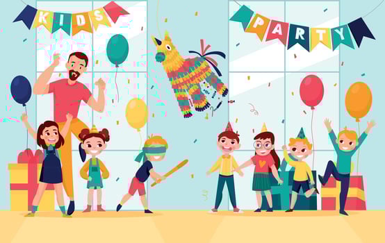 Mexican Pinatas Colored Composition vector