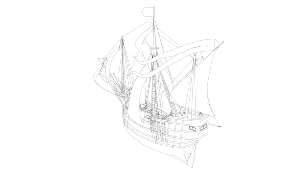 lineart style classic sailboat vector