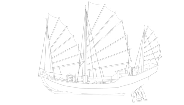 lineart style classic sailboat vector