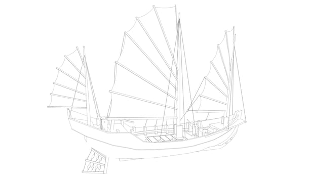 lineart style classic sailboat vector