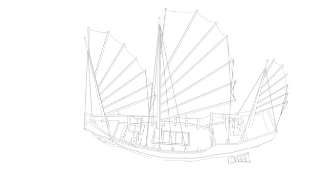 lineart style classic sailboat vector