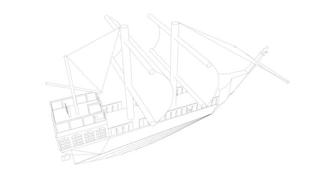 lineart style classic sailboat vector
