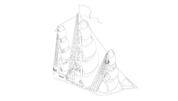 lineart style classic sailboat vector