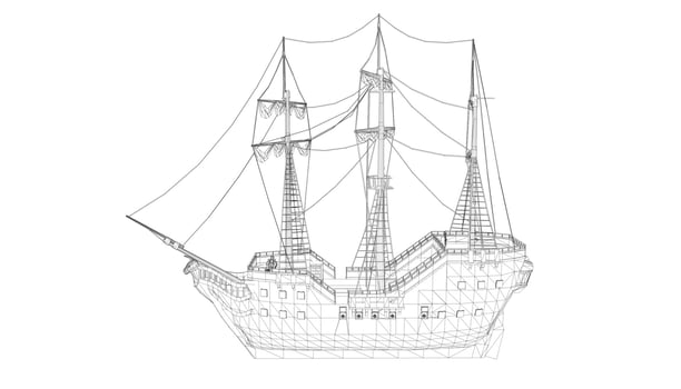 lineart style classic sailboat vector