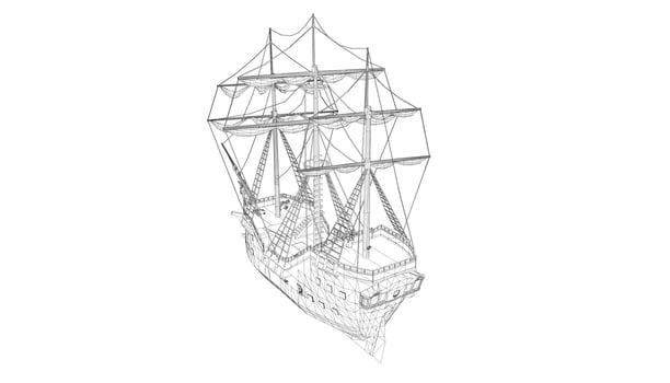 lineart style classic sailboat vector