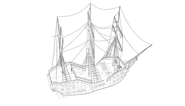 lineart style classic sailboat vector