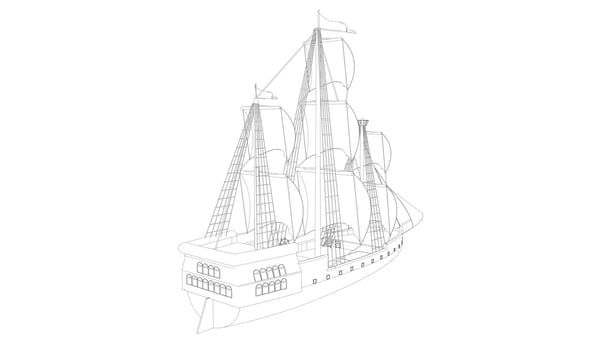 lineart style classic sailboat vector