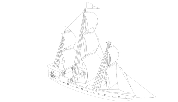 lineart style classic sailboat vector