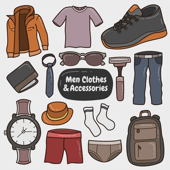 Illustration graphic vector of men clothes and accessories