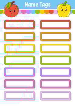 Set stickers. Empty template. Name tags, gift labels. Perfect for folders, daily journals, notebooks, lunch bags, pencil boxes. Rectangular label. Color vector isolated illustration.