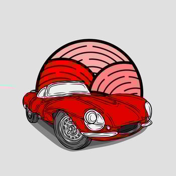 Aesthetic old car garage vintage cartoon design vector
