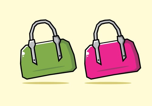 Green and pink color of woman bag illustration vector