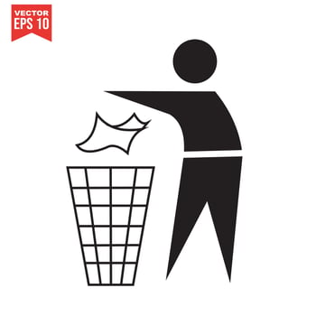 vector icon throw in the trash isolated on white background