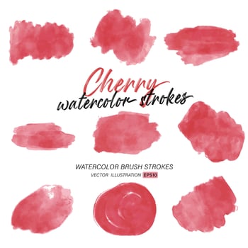 Red watercolor splash and brush stroke clipart collection for decoration. vector