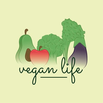 Isolated group of fruits and vegetables Vegan life poster Vector