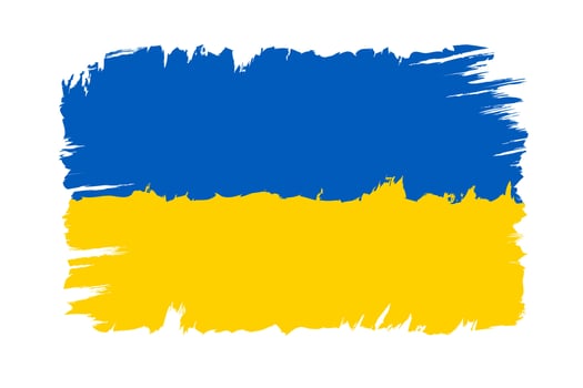Vector vintage Ukraine flag. Drawing flag of Ukraine.