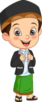 Happy muslim boy cartoon standing vector