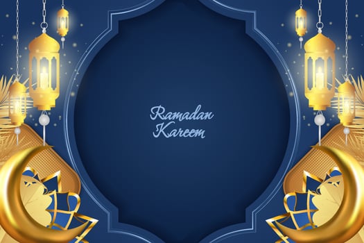 Ramadan Kareem Islamic background blue and gold luxury with mandala vector