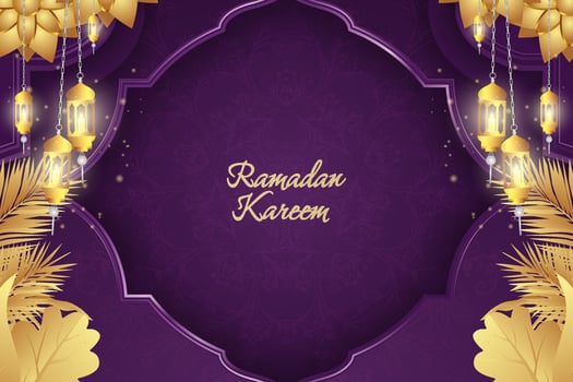 Ramadan Kareem Islamic purple and gold luxury color vector