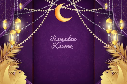 Background Ramadan Kareem Islamic purple and gold luxury with mandala vector