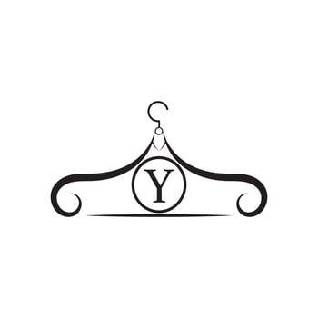 Fashion vector logo. Clothes hanger logo. Letter Y logo. Tailor emblem. Wardrobe icon - Vector design