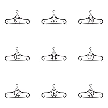 Fashion vector logo. Clothes hanger logo. Letter logo. Tailor emblem. Wardrobe icon - Vector design