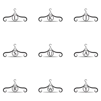 Fashion vector logo. Clothes hanger logo. Letter logo. Tailor emblem. Wardrobe icon - Vector design
