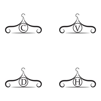 Fashion vector logo. Clothes hanger logo. Letter logo. Tailor emblem. Wardrobe icon - Vector design