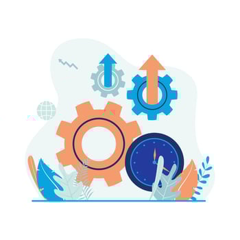 Productivity icon vector. Cogwheel with clock. Flat illustration suitable for many purposes. vector