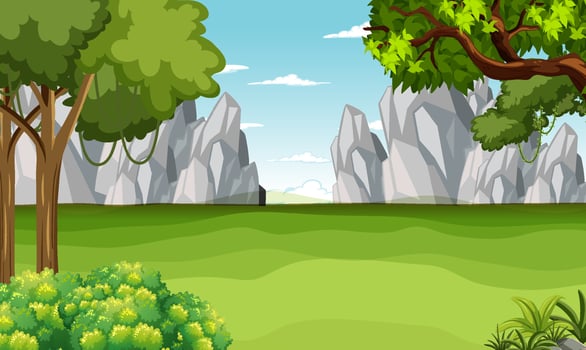 Nature scene with trees and fields vector